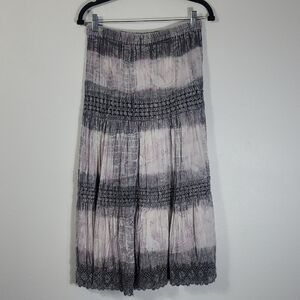 MetroWear Womens Tiered Maxi Skirt Size S Tie Dye Elastic Crochet Boho